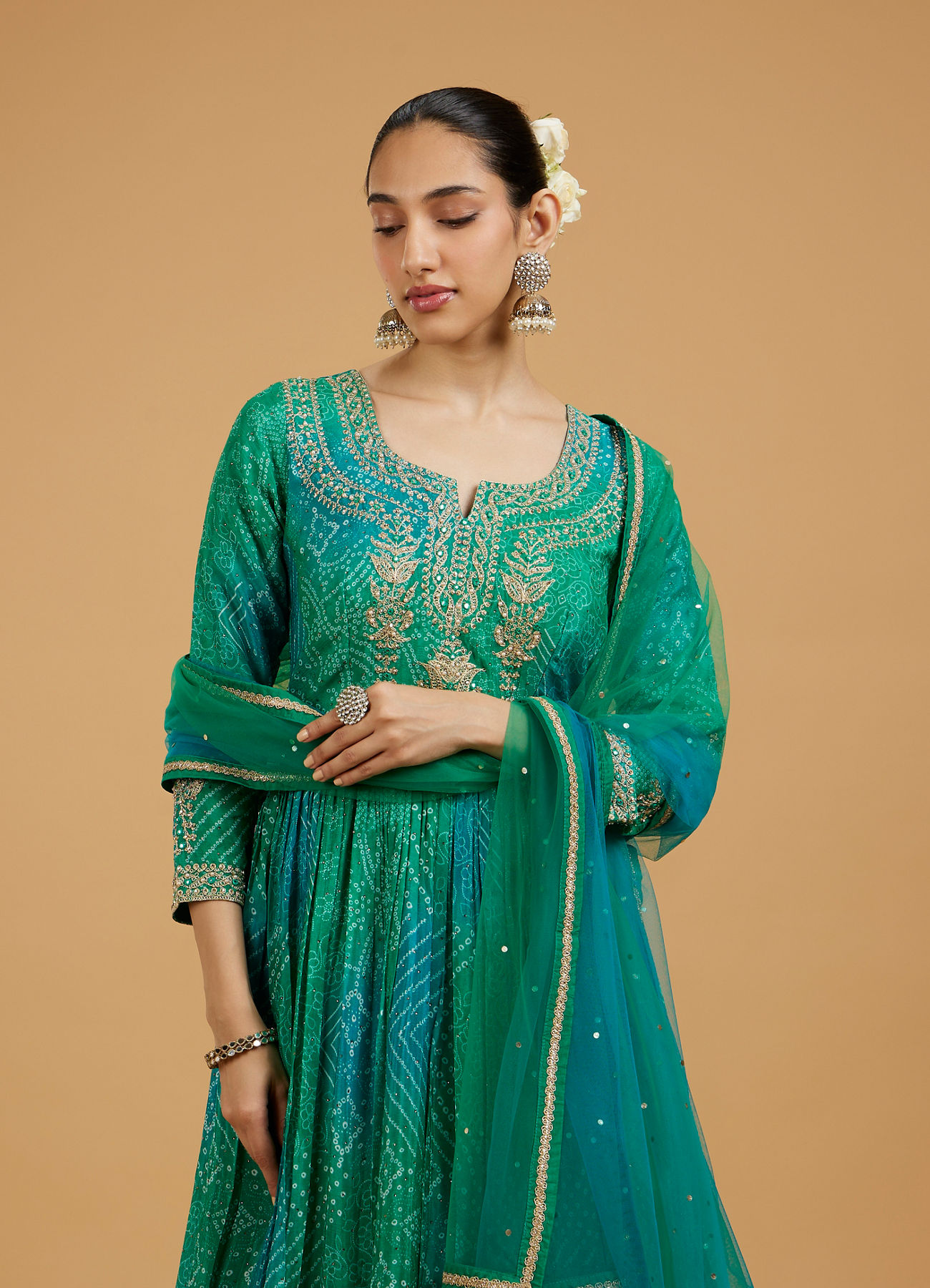 Mohey Women Emerald Elegance Anarkali Suit