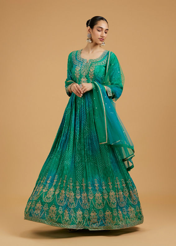 Mohey Women Emerald Elegance Anarkali Suit