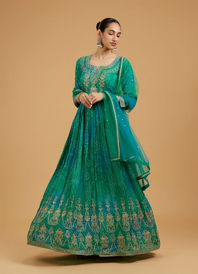 Mohey Women Emerald Elegance Anarkali Suit