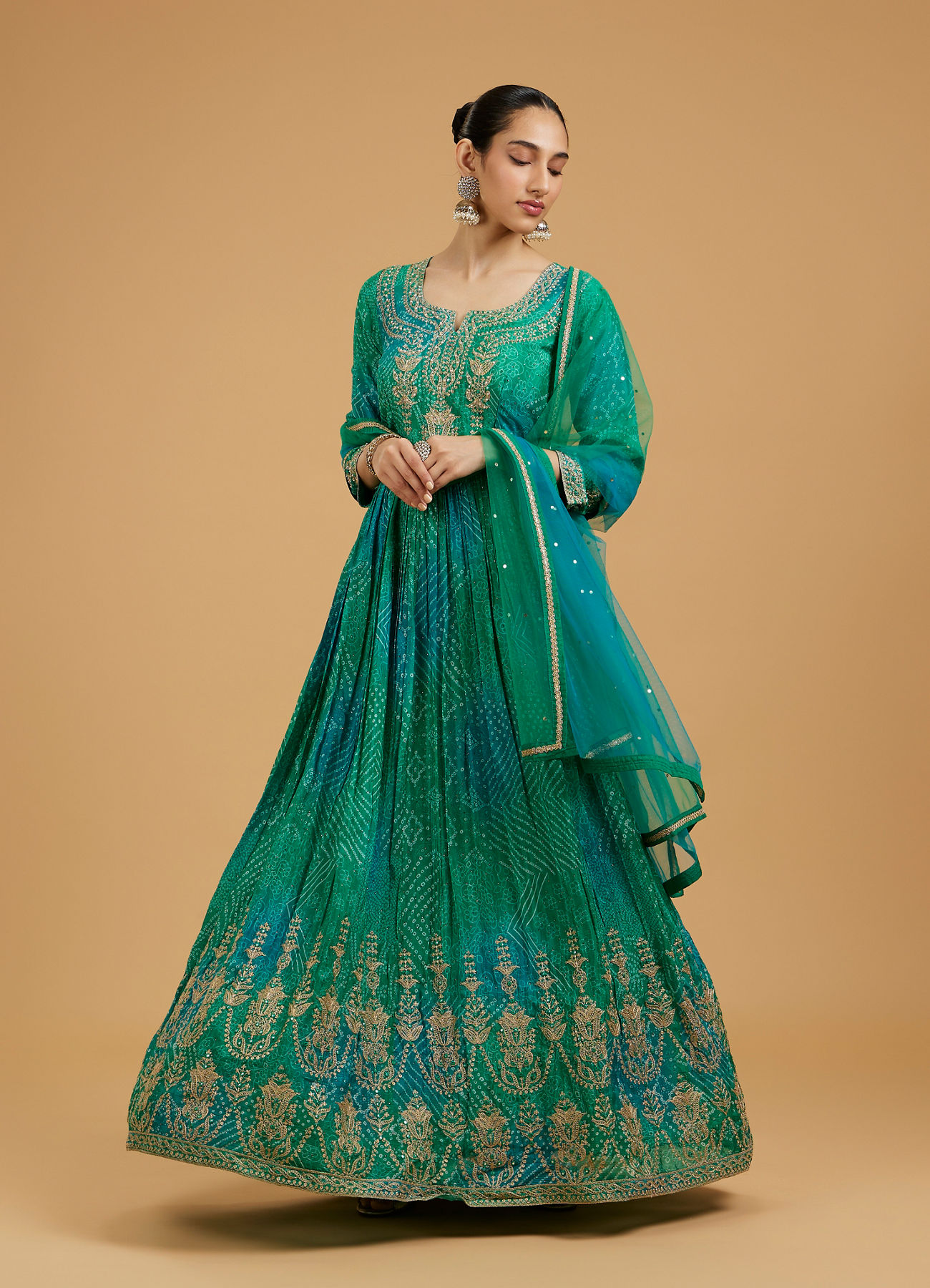 Mohey Women Emerald Elegance Anarkali Suit