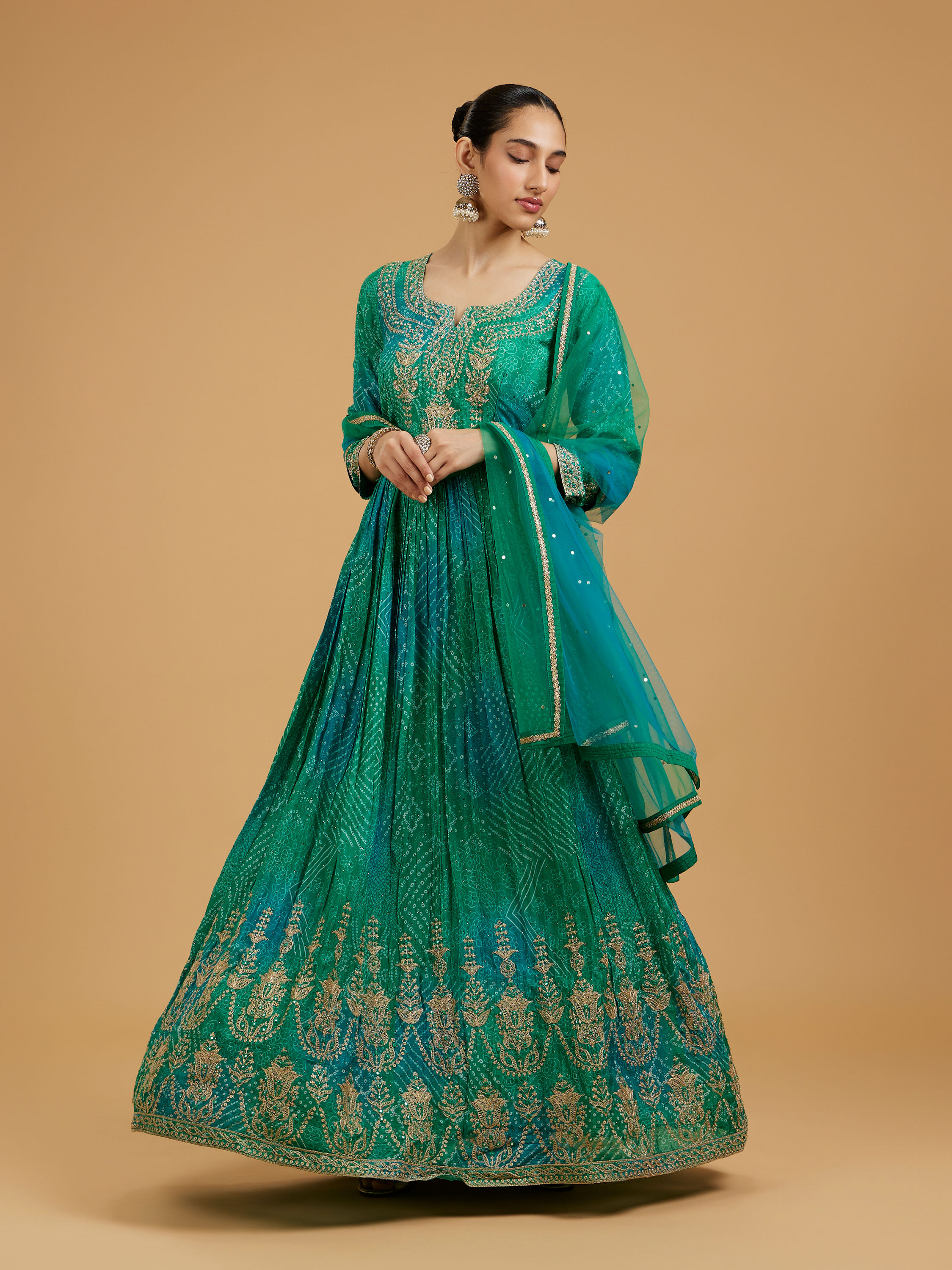 Mohey Women Emerald Elegance Anarkali Suit