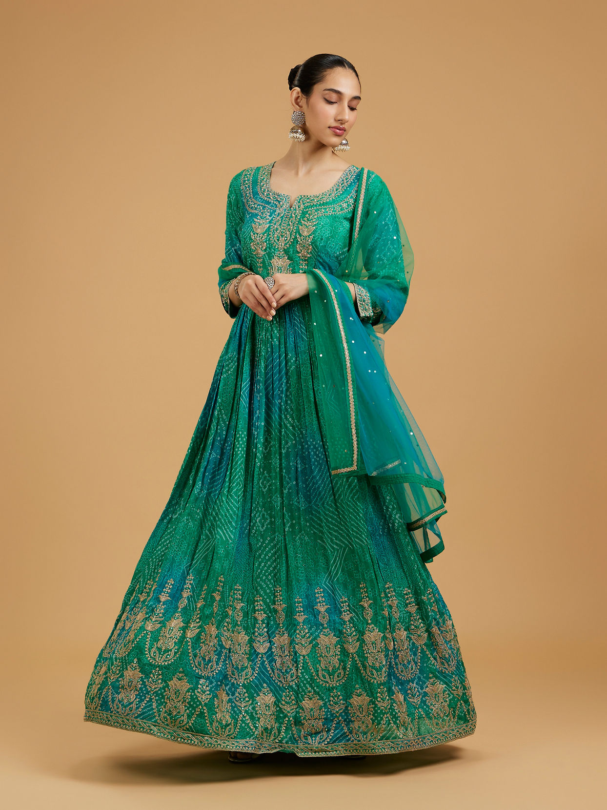 Mohey Women Emerald Elegance Anarkali Suit