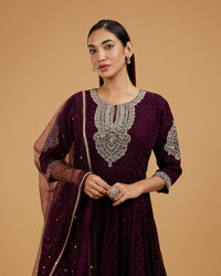 Mohey Women Dazzling Wine Georgette Anarkali Suit