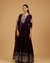 Mohey Women Dazzling Wine Georgette Anarkali Suit