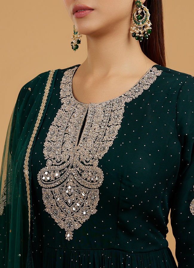 Mohey Women Exquisite Bottle Green Anarkali Suit