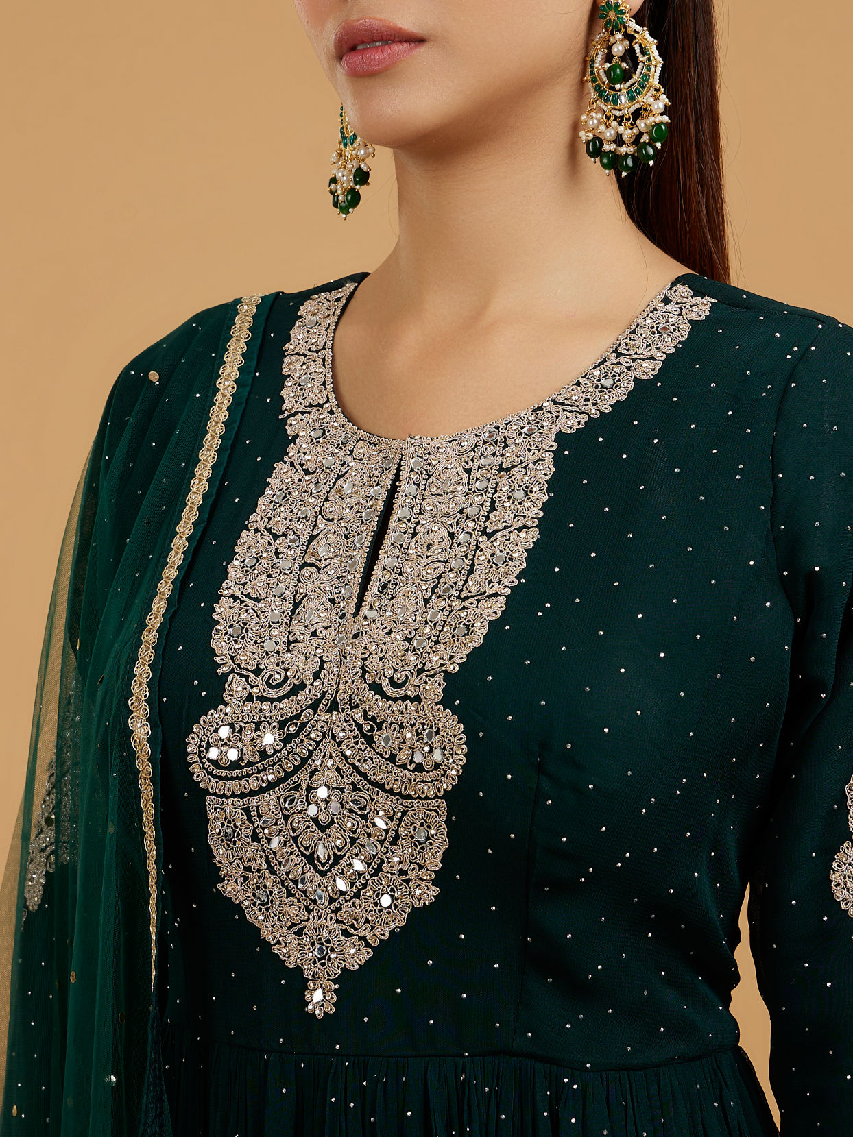 Mohey Women Exquisite Bottle Green Anarkali Suit
