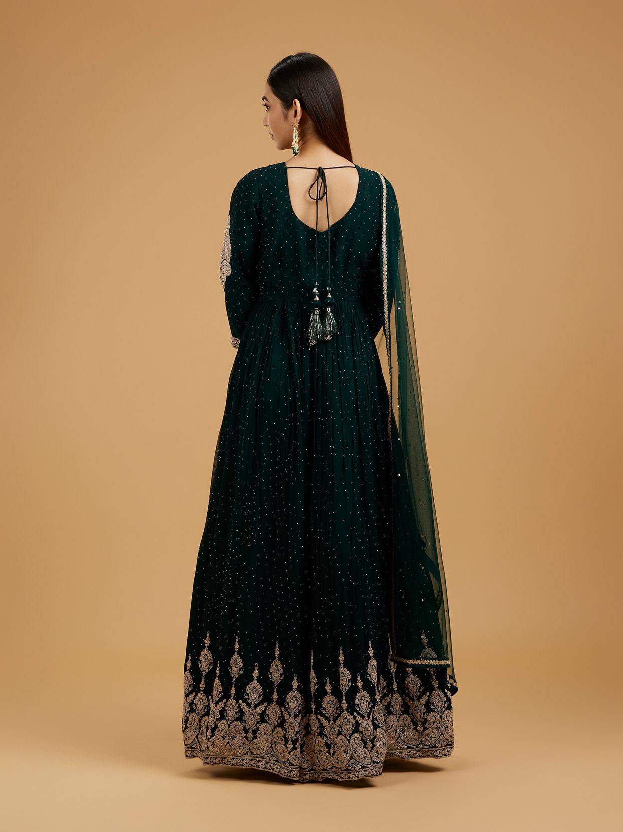 Mohey Women Exquisite Bottle Green Anarkali Suit
