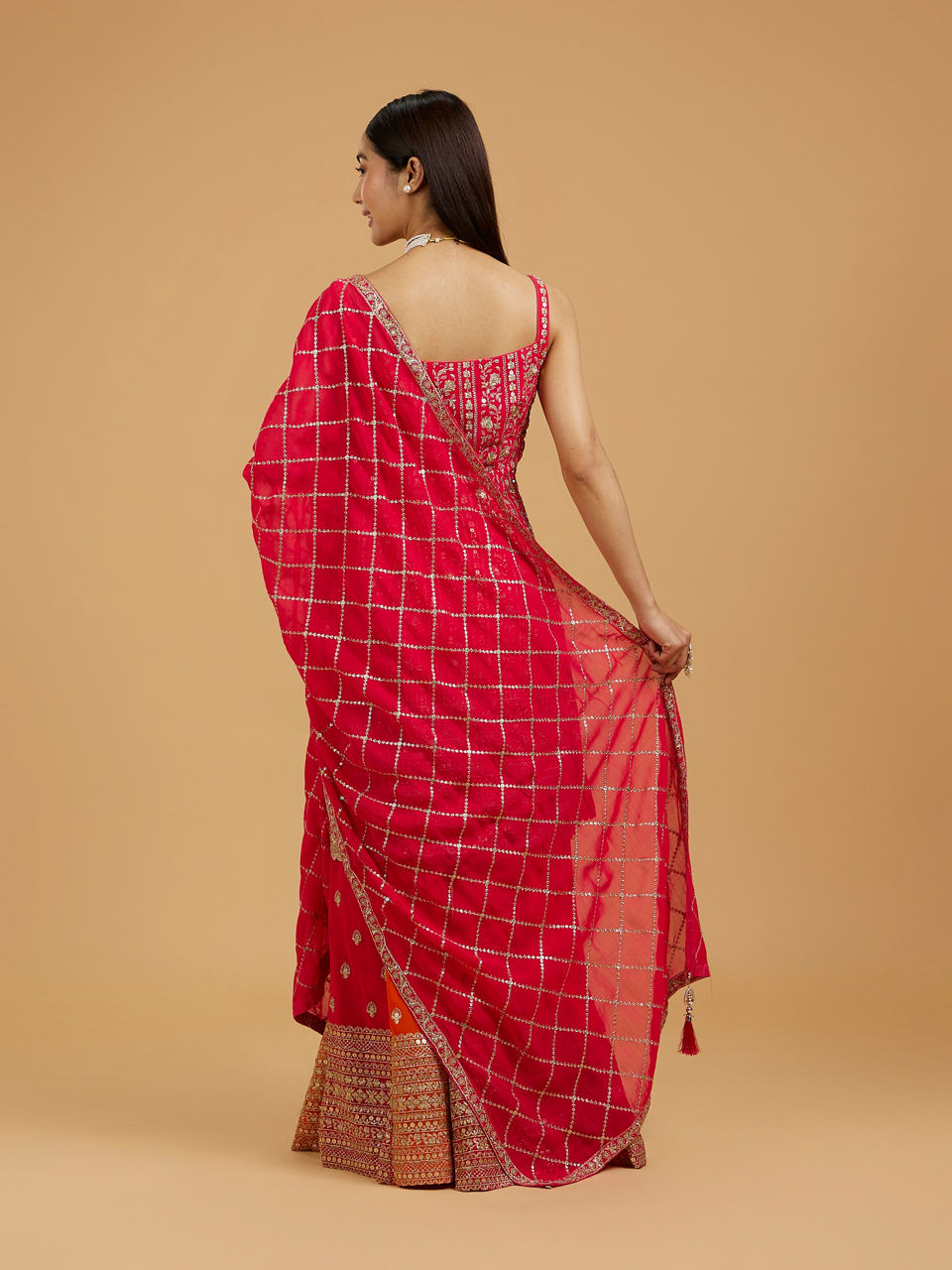 Mohey Women Regal Georgette Red Palazzo Suit