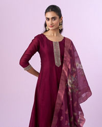 Mohey Women Regal Wine Stitched Anarkali Suit