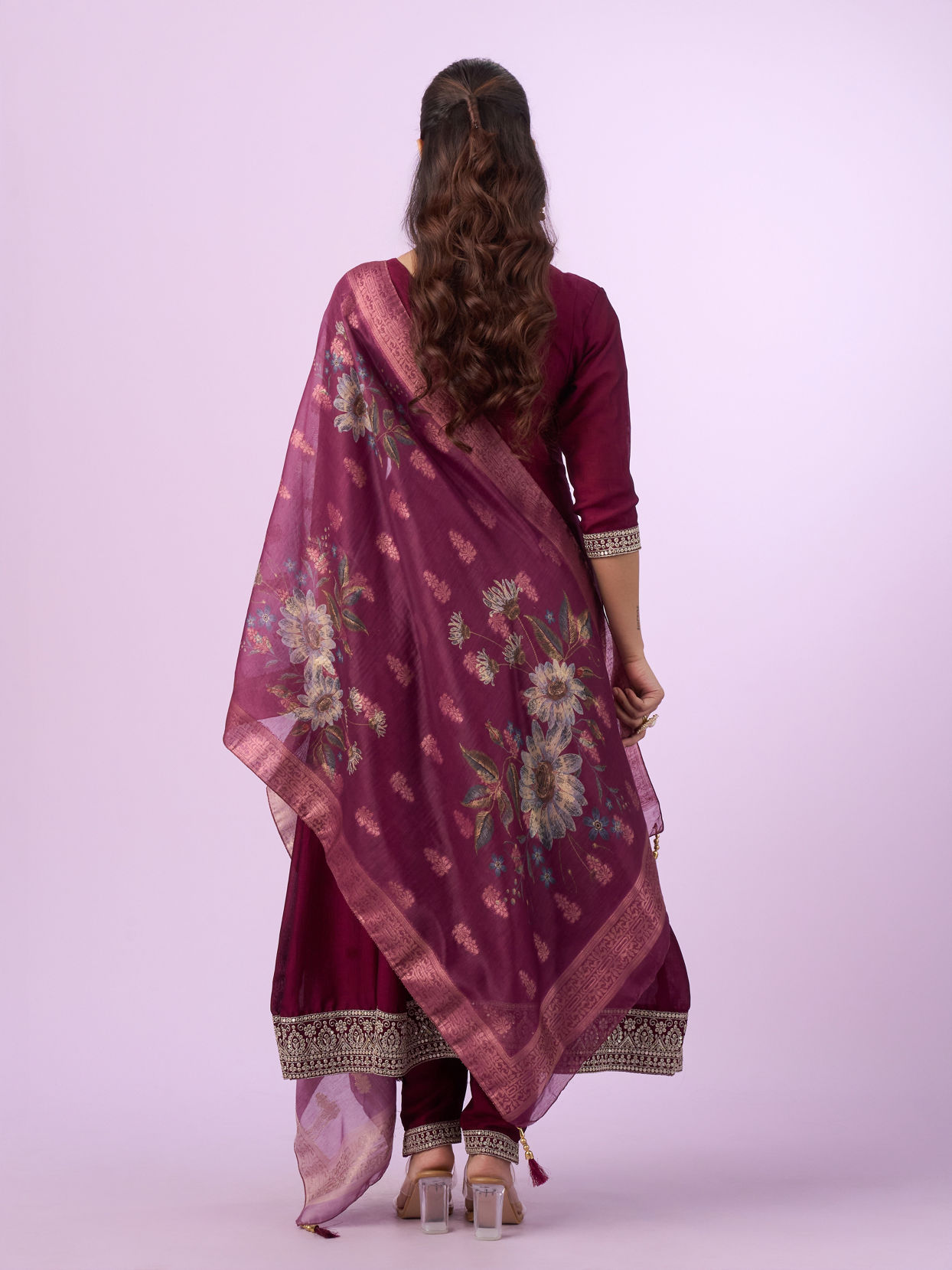 Mohey Women Regal Wine Stitched Anarkali Suit