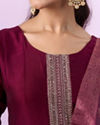 Mohey Women Regal Wine Stitched Anarkali Suit