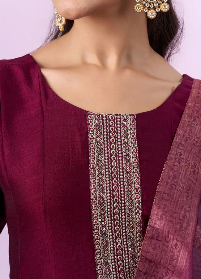 Mohey Women Regal Wine Stitched Anarkali Suit