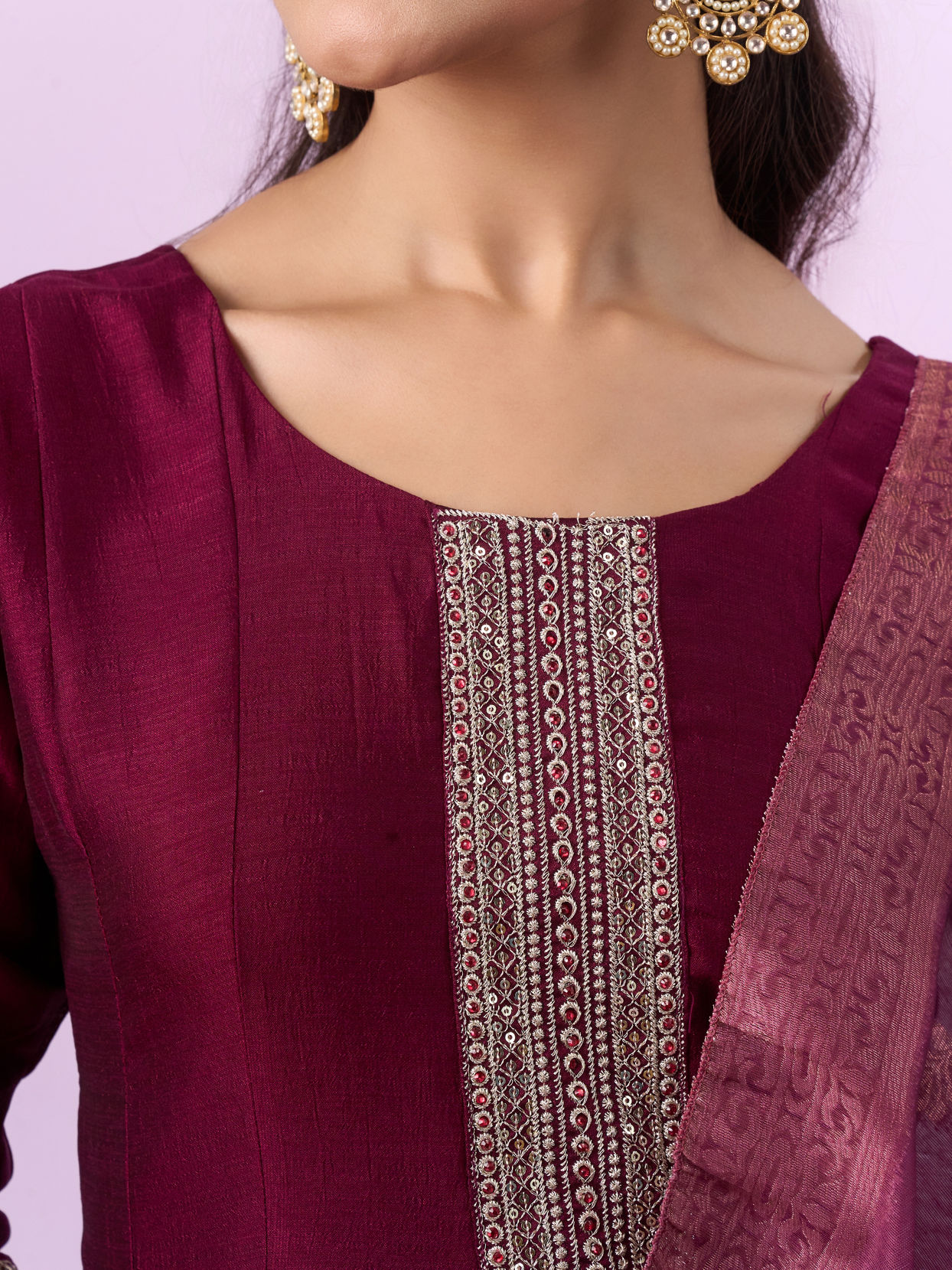 Mohey Women Regal Wine Stitched Anarkali Suit