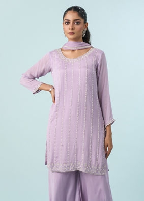 Mohey Women Purple Enchantment Chinon Palazzo Suit