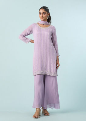 Mohey Women Purple Enchantment Chinon Palazzo Suit