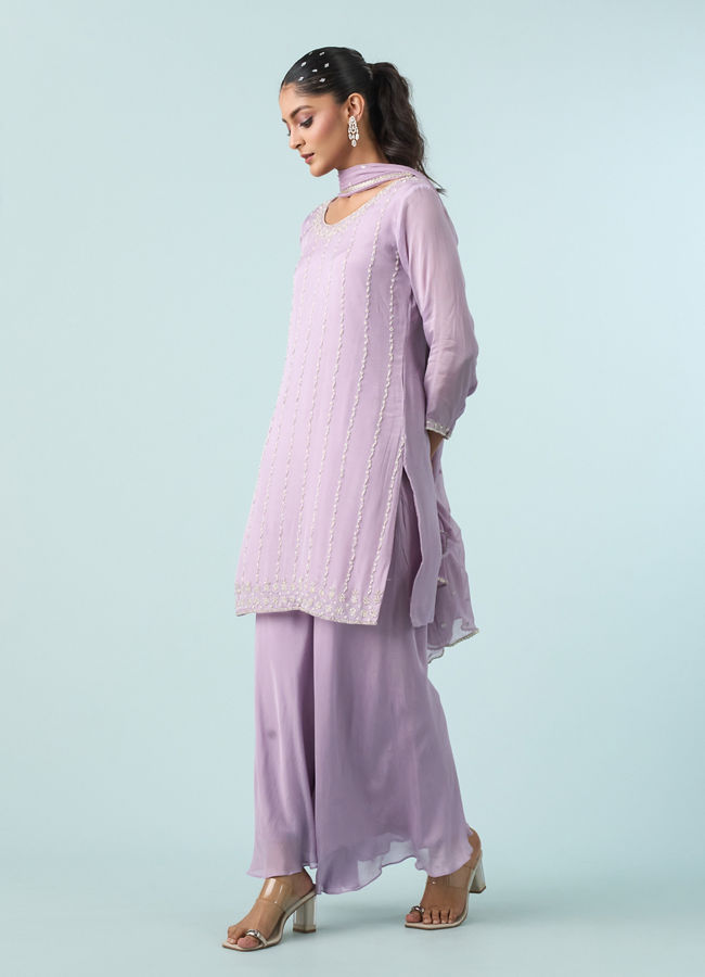 Mohey Women Purple Enchantment Chinon Palazzo Suit