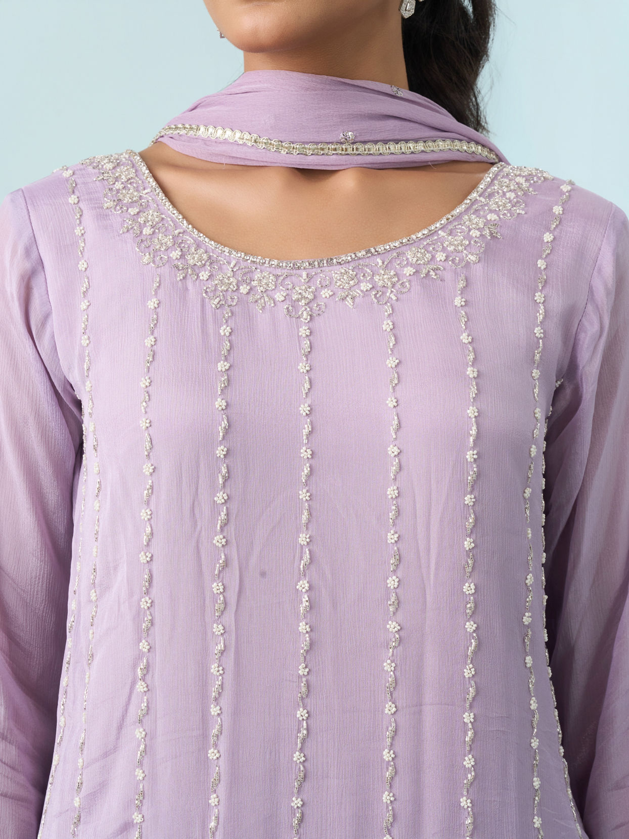 Mohey Women Purple Enchantment Chinon Palazzo Suit