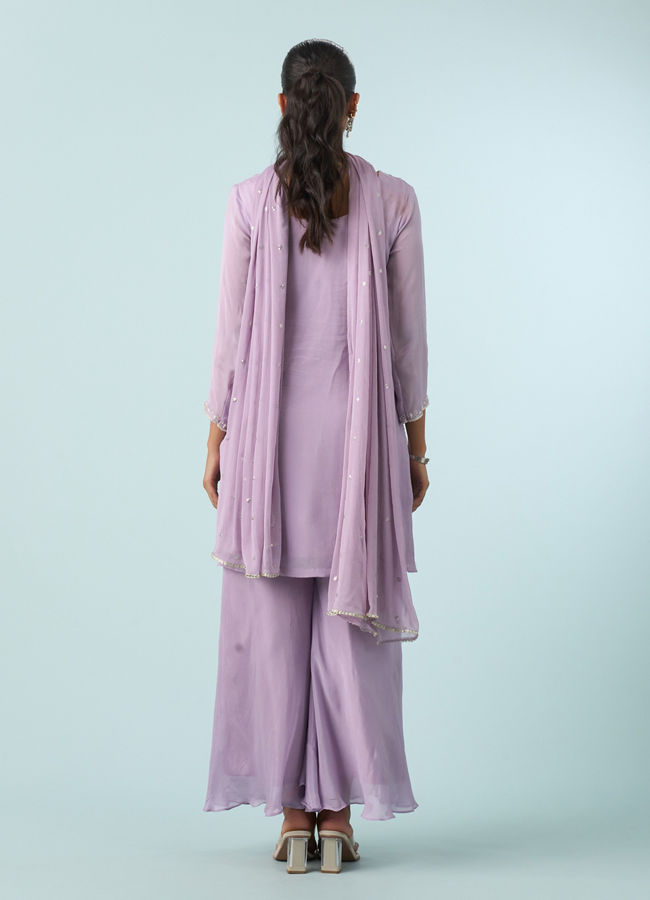 Mohey Women Purple Enchantment Chinon Palazzo Suit