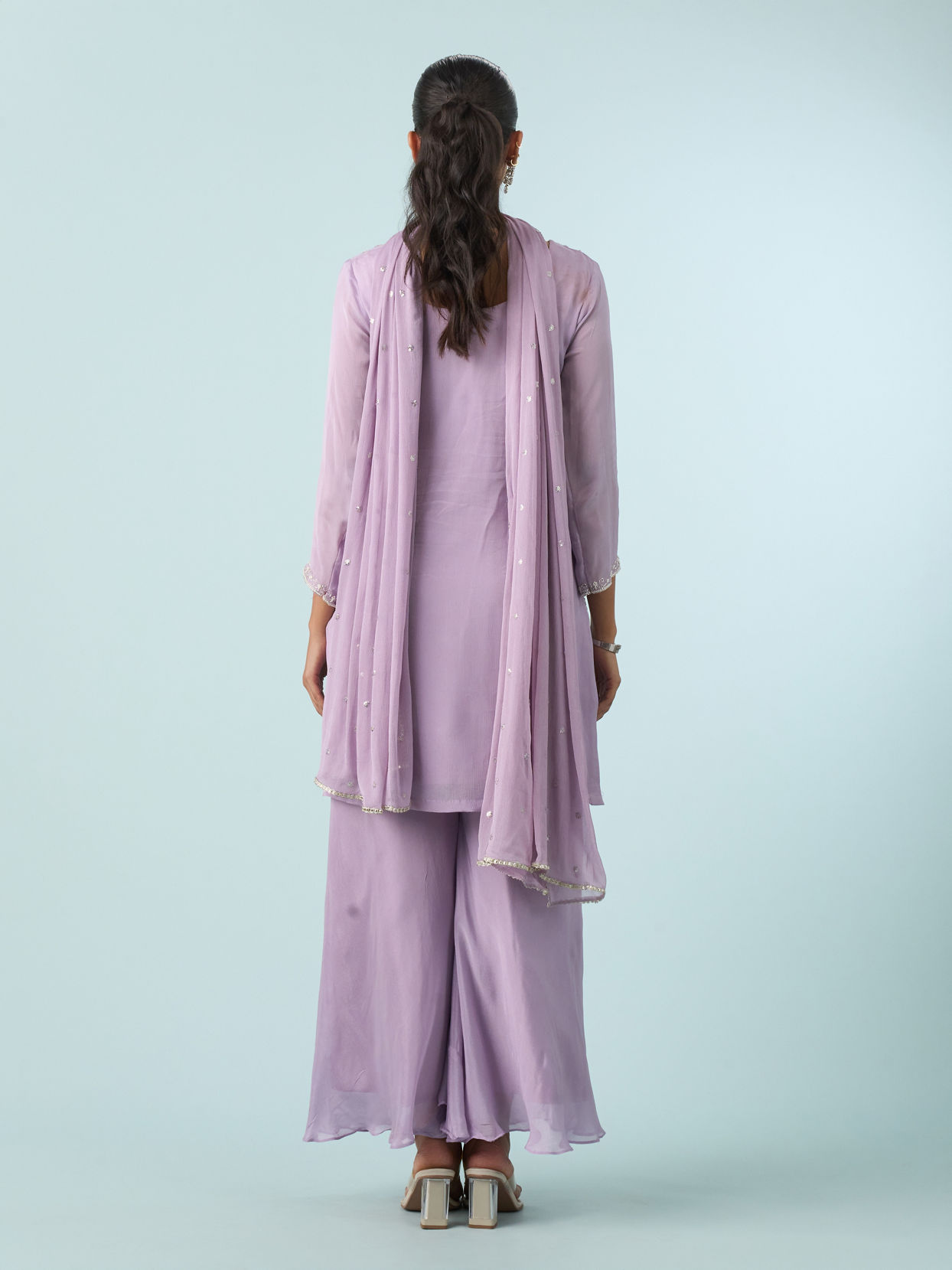 Mohey Women Purple Enchantment Chinon Palazzo Suit