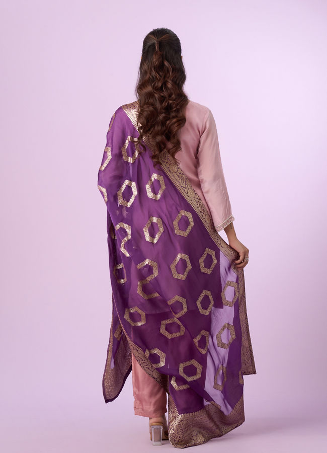 Mohey Women Purple Chinon Splendor Palazzo Suit