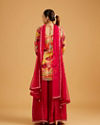 Mohey Women Rani Pink Abstract Print Suit Set with Floral Embroidery And Sequin Work