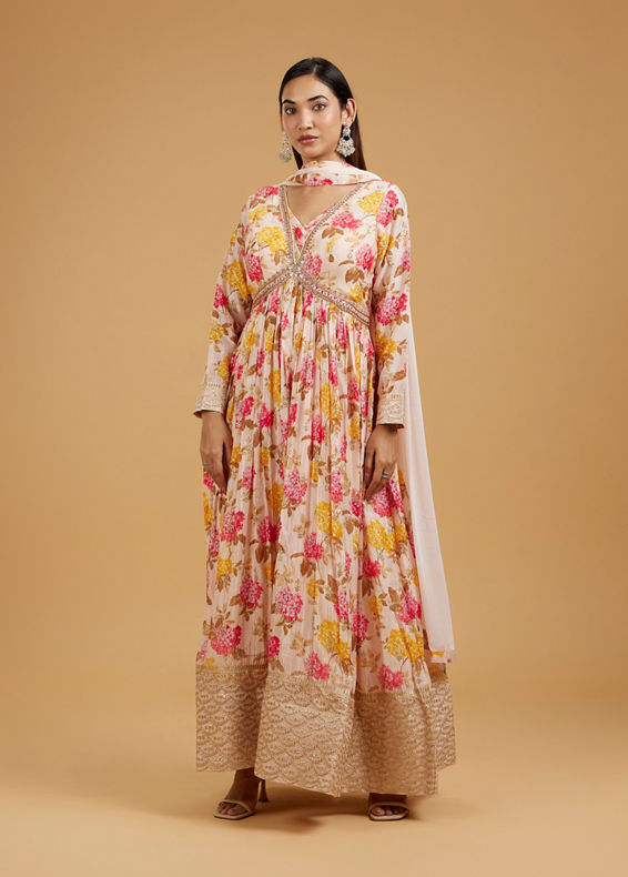 Mohey Women Cream Enchantress Anarkali Suit
