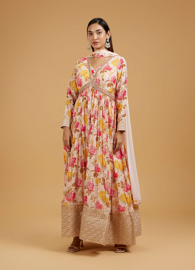 Mohey Women Cream Enchantress Anarkali Suit