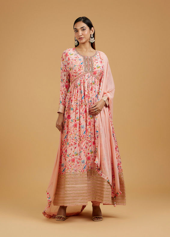 Mohey Women Pink Anarkali Dream Stitched Suit