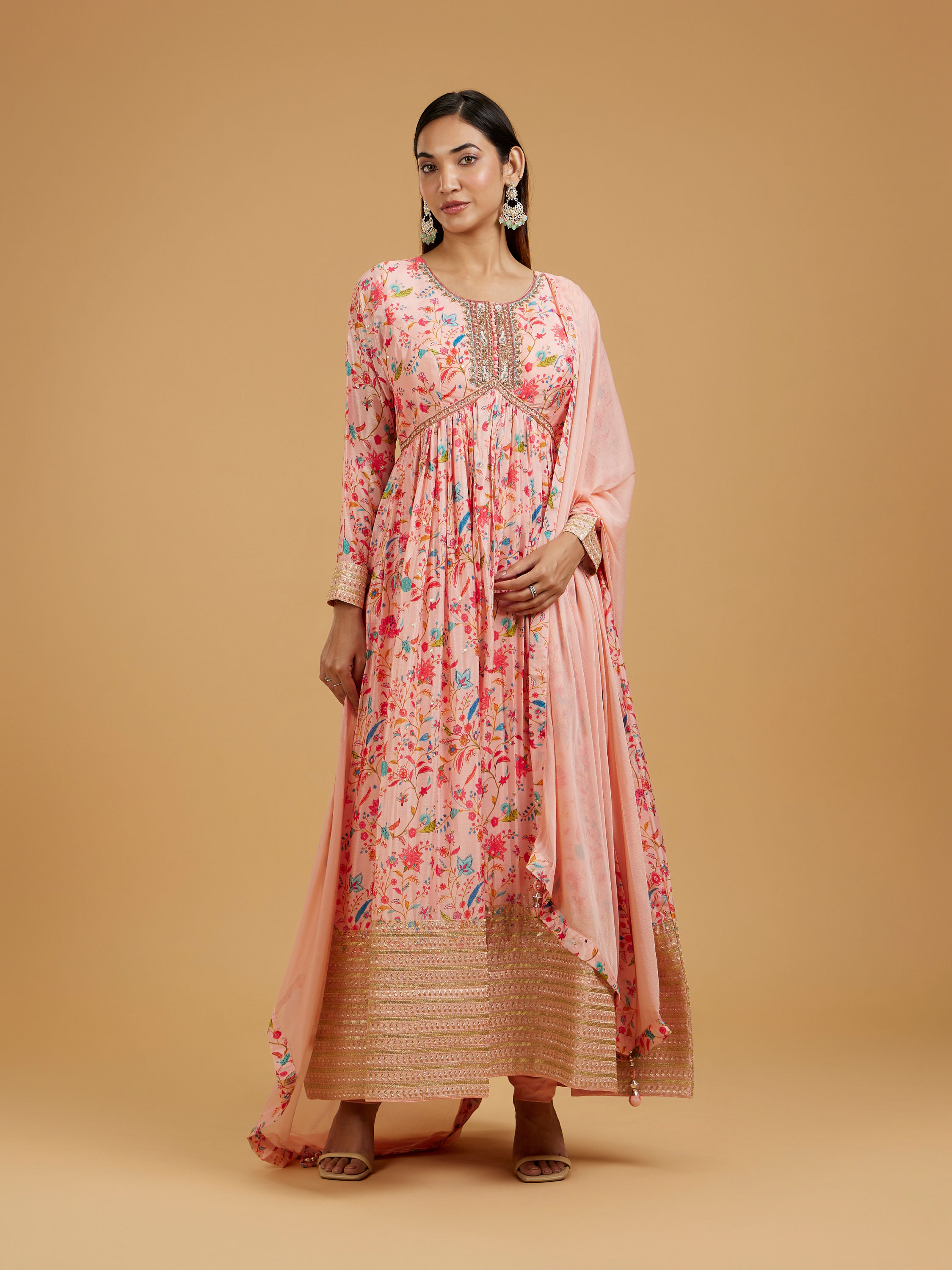 Mohey Women Pink Anarkali Dream Stitched Suit
