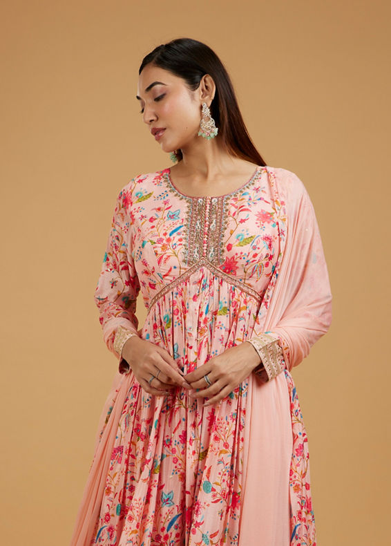 Mohey Women Pink Anarkali Dream Stitched Suit