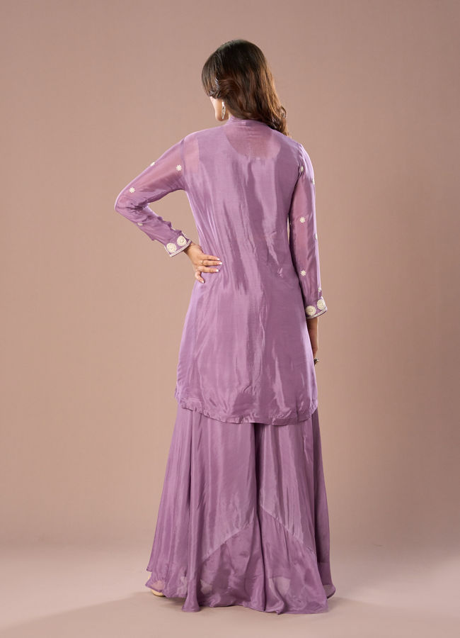 Mohey Women Stunning Purple Chinon Indo Western