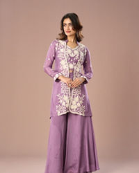 Mohey Women Stunning Purple Chinon Indo Western