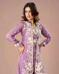 Mohey Women Stunning Purple Chinon Indo Western