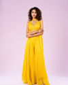 Sun Glow Yellow Georgette Ensemble Indo Western