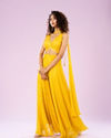 Mohey Women Sun Glow Yellow Georgette Ensemble Indo Western
