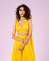 Mohey Women Sun Glow Yellow Georgette Ensemble Indo Western