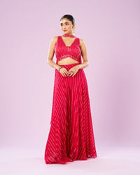Mohey Women Ravishing Rani Pink Indo-Western Ensemble