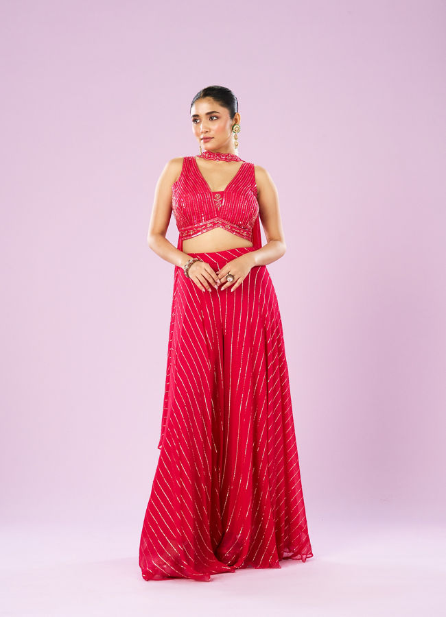 Mohey Women Ravishing Rani Pink Indo-Western Ensemble