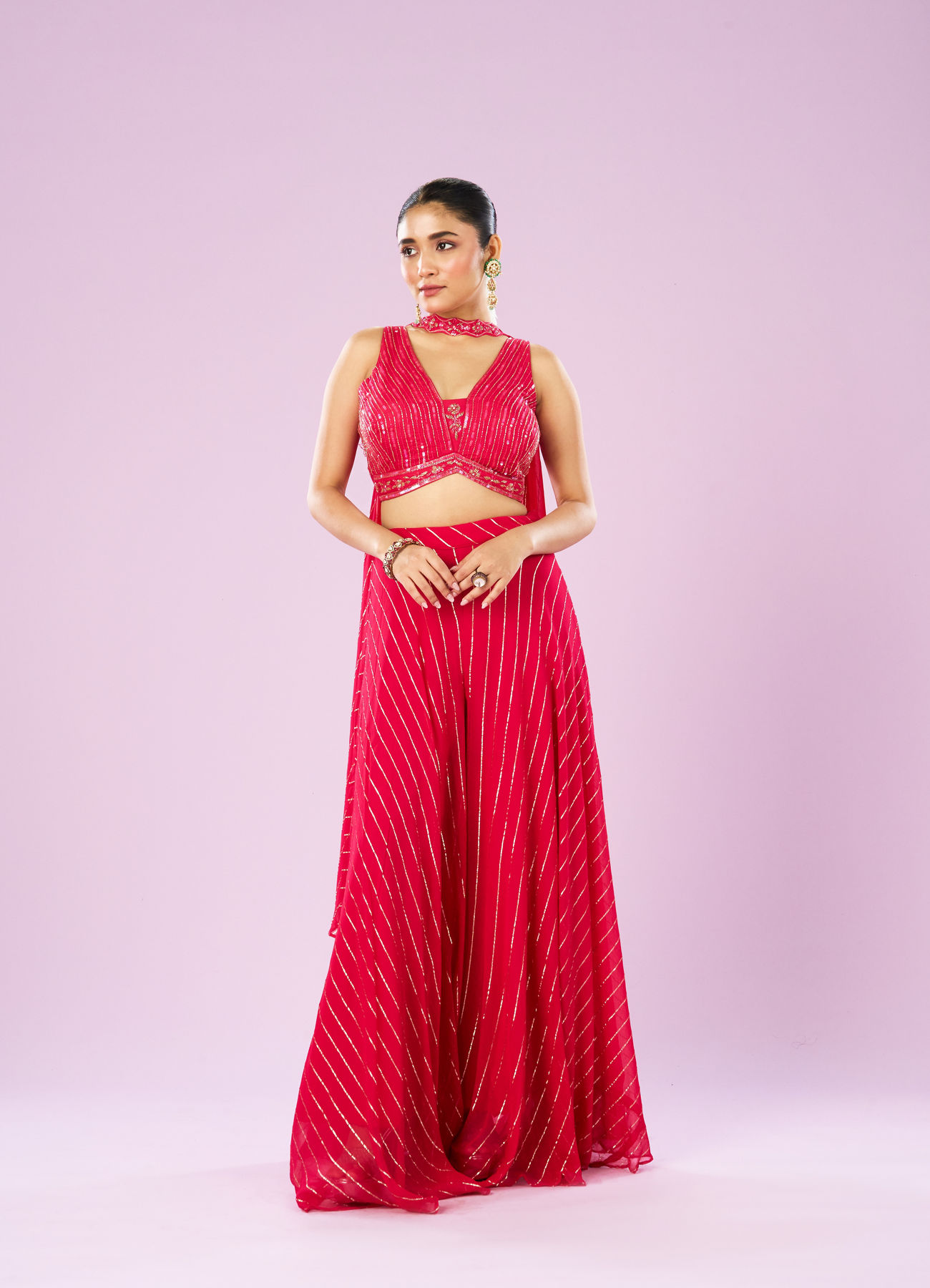 Mohey Women Ravishing Rani Pink Indo-Western Ensemble