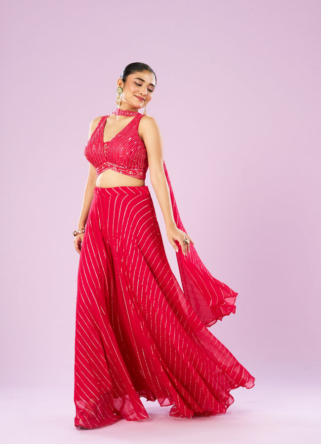 Mohey Women Ravishing Rani Pink Indo-Western Ensemble