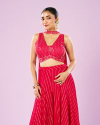 Mohey Women Ravishing Rani Pink Indo-Western Ensemble