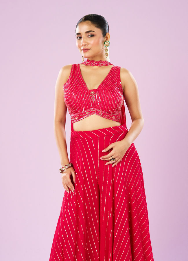 Mohey Women Ravishing Rani Pink Indo-Western Ensemble