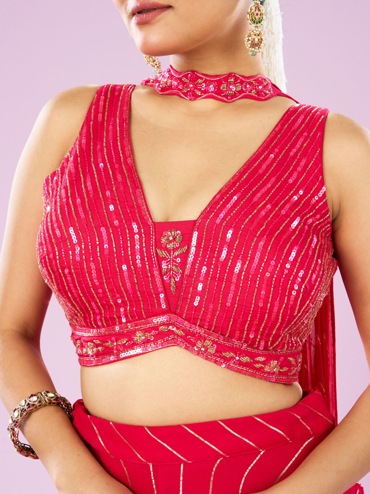 Mohey Women Ravishing Rani Pink Indo-Western Ensemble