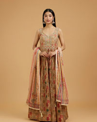 Mohey Women Beige Enthralling Anarkali Suit
