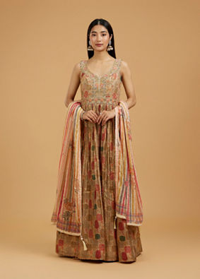 Mohey Women Beige Enthralling Anarkali Suit