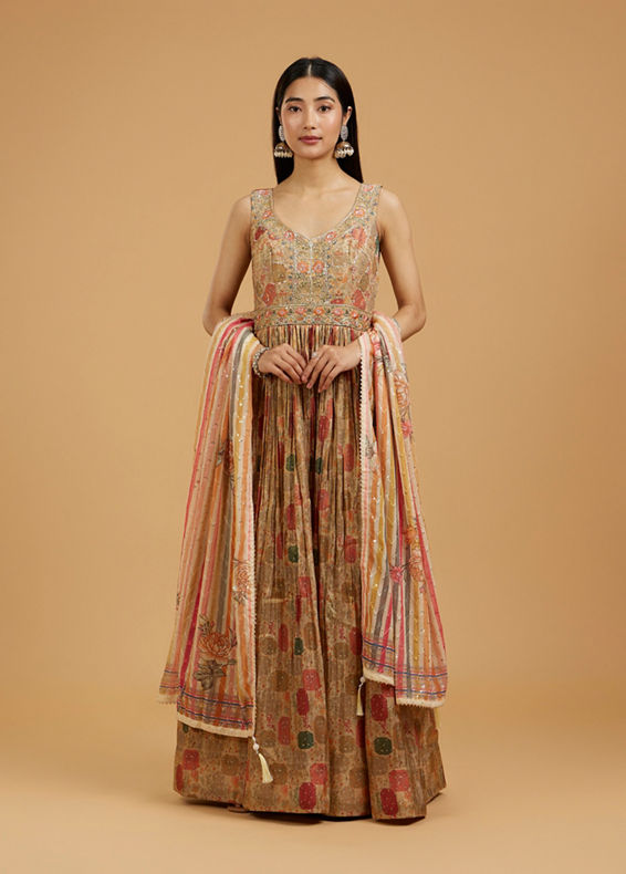 Mohey Women Beige Enthralling Anarkali Suit