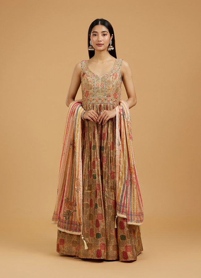Mohey Women Beige Enthralling Anarkali Suit