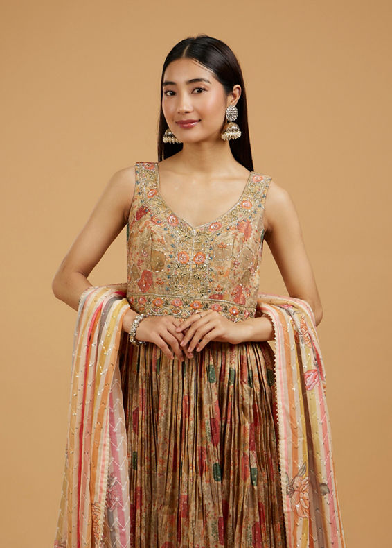 Mohey Women Beige Enthralling Anarkali Suit