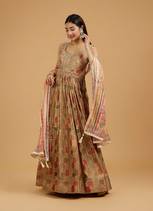 Mohey Women Beige Enthralling Anarkali Suit