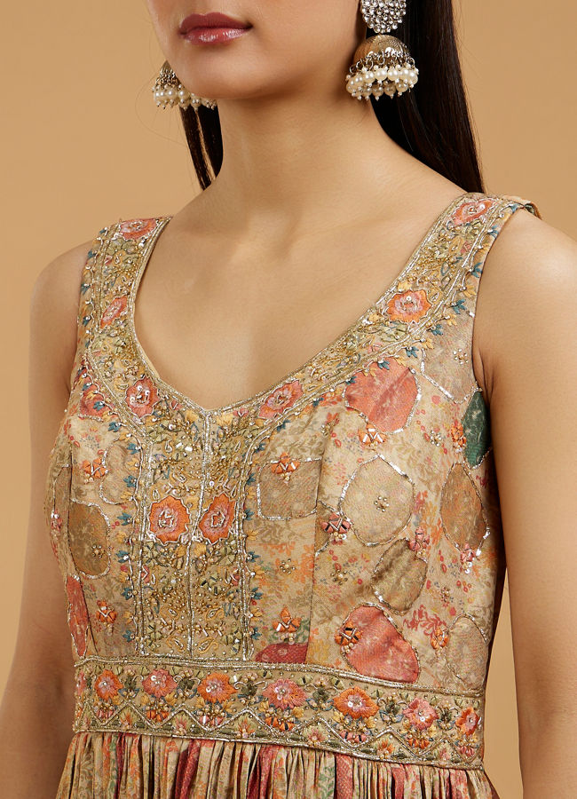 Mohey Women Beige Enthralling Anarkali Suit